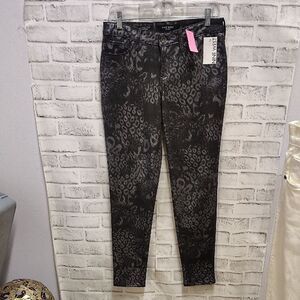 Nine West Black Leopard Print Jeans